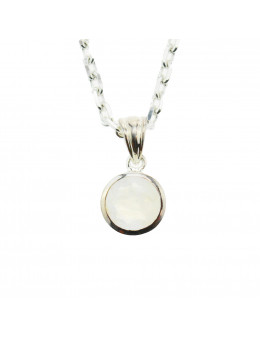 Pendentif rond en argent brossé et pierres facettées