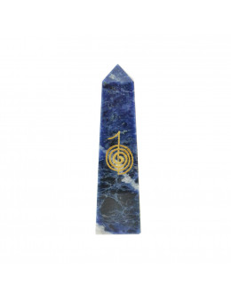 Obélisque Sodalite avec sigles dorés