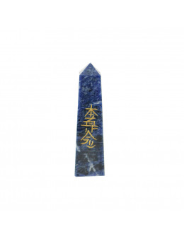 Obélisque Sodalite avec sigles dorés