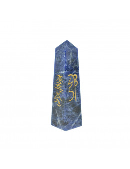 Obélisque Sodalite avec sigles dorés