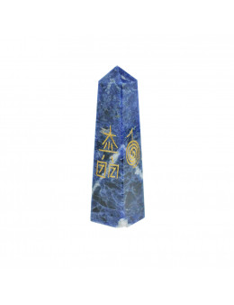 Obélisque Sodalite avec sigles dorés