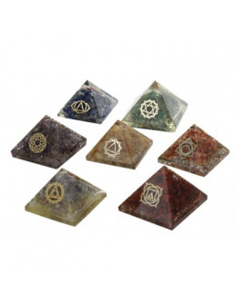 Ensemble de 7 Pyramides Orgonite Chakras