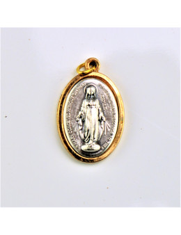 Médaille ovale en métal doré et argenté 2,5 cm