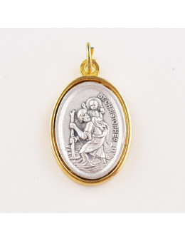 Médaille ovale en métal doré et argenté 2,5 cm