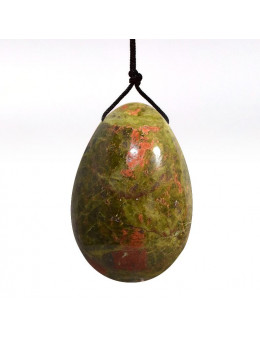 Oeuf de Yoni Unakite 5cm avec lacets