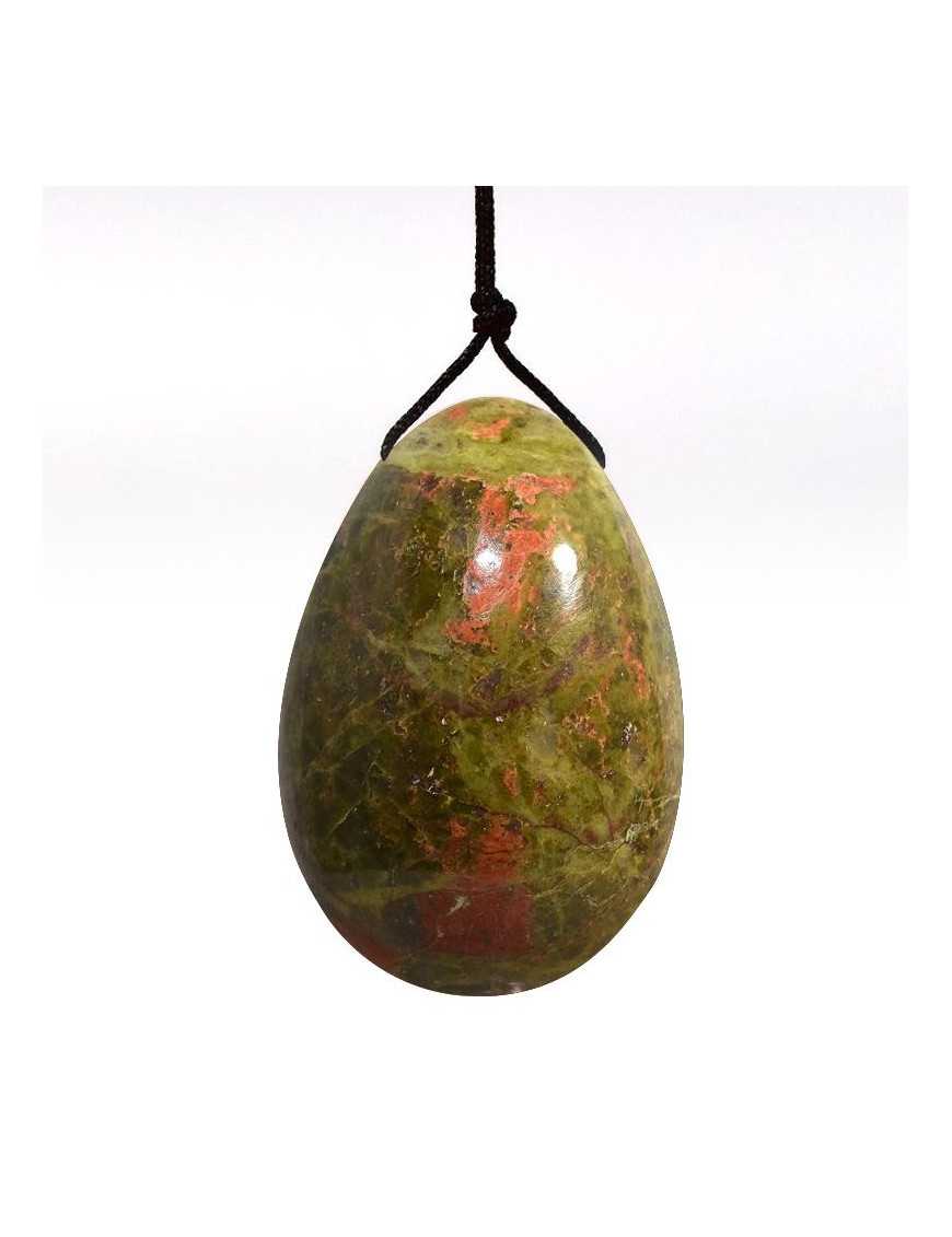 Oeuf de Yoni Unakite 5cm avec lacets