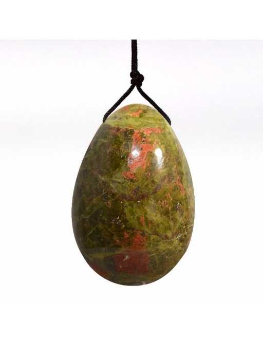 Oeuf de Yoni Unakite 5cm avec lacets