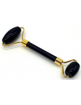 Double Rouleau de Massage Obsidienne Noire
