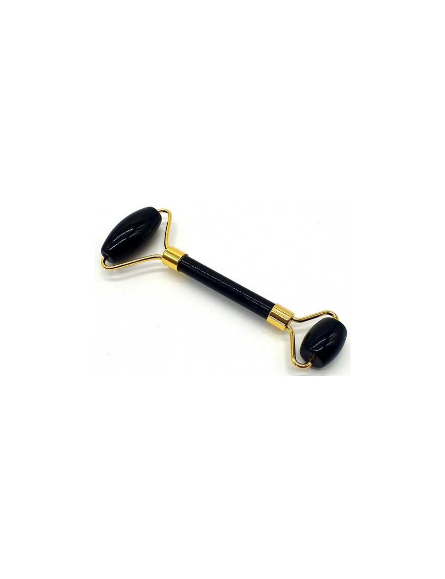 Double Rouleau de Massage Obsidienne Noire