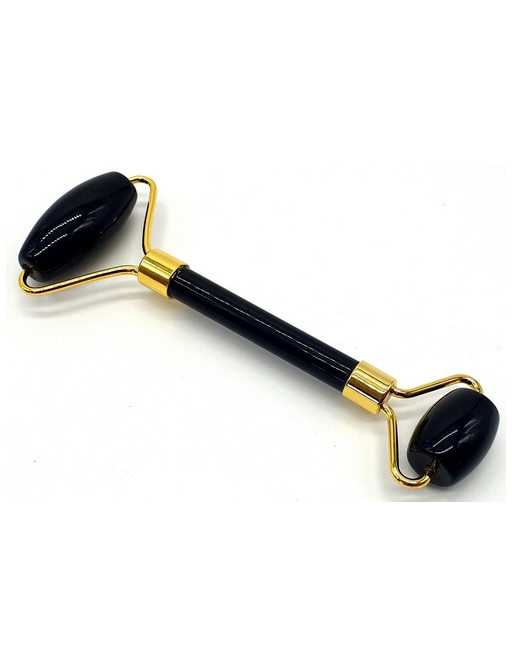 Double Rouleau de Massage Obsidienne Noire