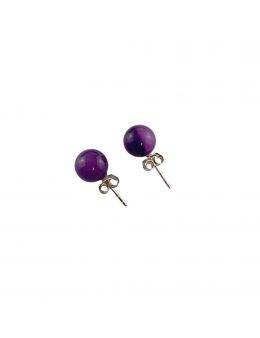 Boucles d'oreilles argenté - Agate pourpre