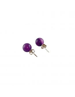 Boucles d'oreilles argenté - Agate pourpre