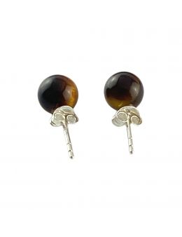 Boucles d'oreilles argenté - Oeil de tigre