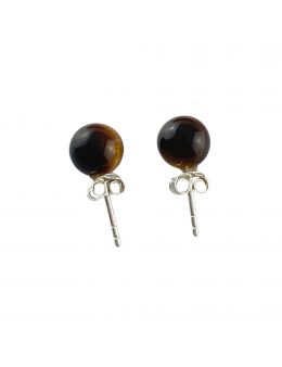 Boucles d'oreilles argenté - Oeil de tigre