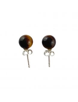 Boucles d'oreilles argenté - Oeil de tigre