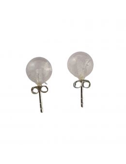 Boucles d'oreilles argenté - Quartz rose