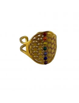 Bague plaquée Or - 7 chakras Bague plaquée Or - 7 chakras