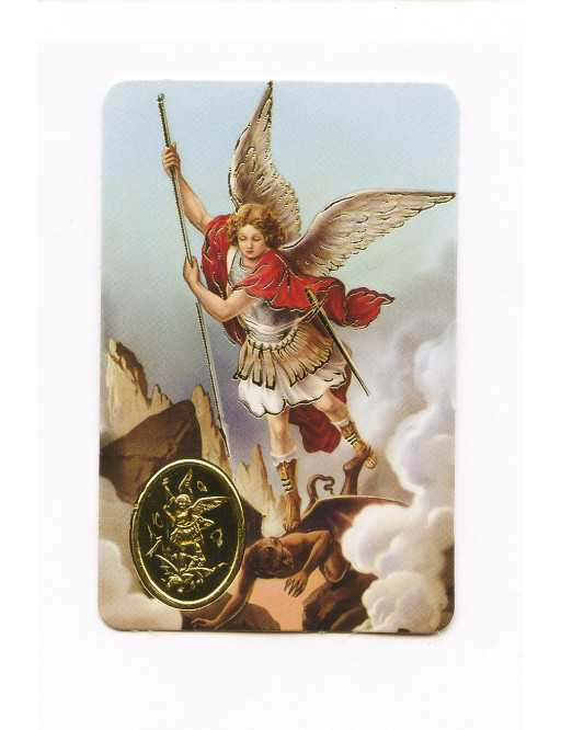 Carte plastifiée prière avec poinçons style médaille Saint Georges Carte plastifiée prière avec poinçons style médaille Saint Georges