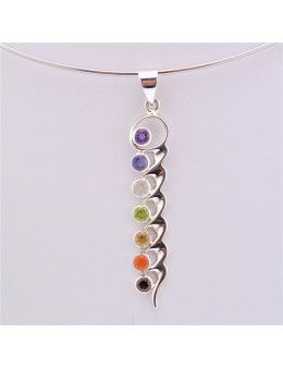 Pendentif argent 7 chakras