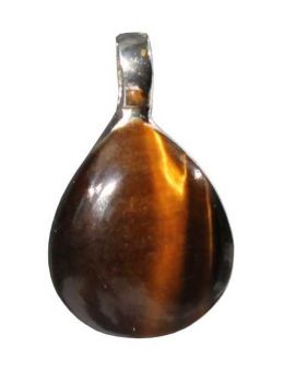 Pendentif argent et pierre bombée goutte