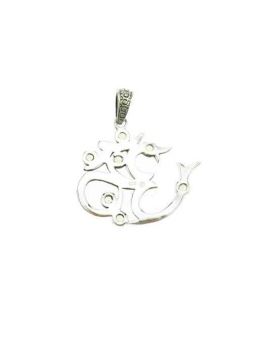 Pendentif Om argent 925 et pierres serties - Citrine