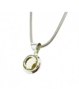 Pendentif ovale Péridot facetté - argent