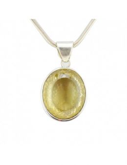 Pendentif ovale Citrine facettée - argent