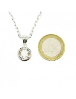 Pendentifrond en argent brossé et pierres facettées - Cristal de Roche Pendentifrond en argent brossé et pierres facettées - Cristal de Roche