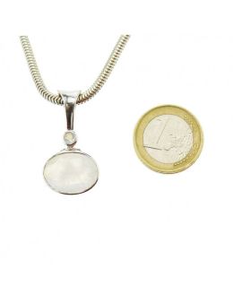 Pendentif argent 925 et 2 pierres facettées - Pierre de Lune