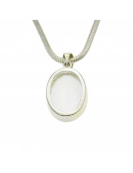 Pendentif ovale cristal de roche facetté - argent