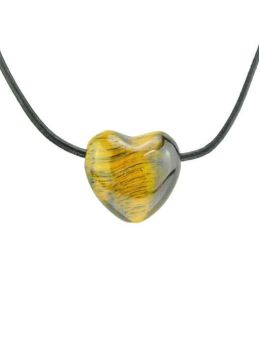 Collier corde et pierres forme coeur- Oeil de Tigre