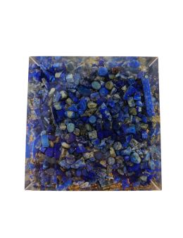 Pyramide Orgonite en Lapis-lazuli avec fleur de vie - L. 6 cm