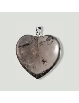 Pendentif coeur en argent - Quartz fumé - 15 g