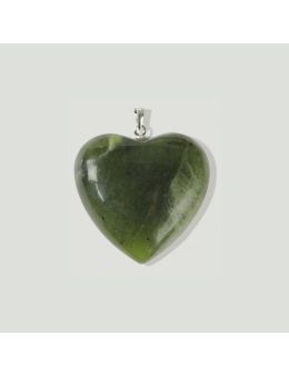 Pendentif coeur en argent - Jade Néphrite - 15 g