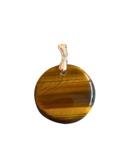 Pendentif rond en argent - Oeil de Tigre - 15 g