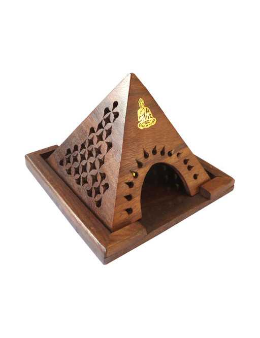 Porte encens cones en bois pyramide ganesh Porte encens cones en bois pyramide ganesh