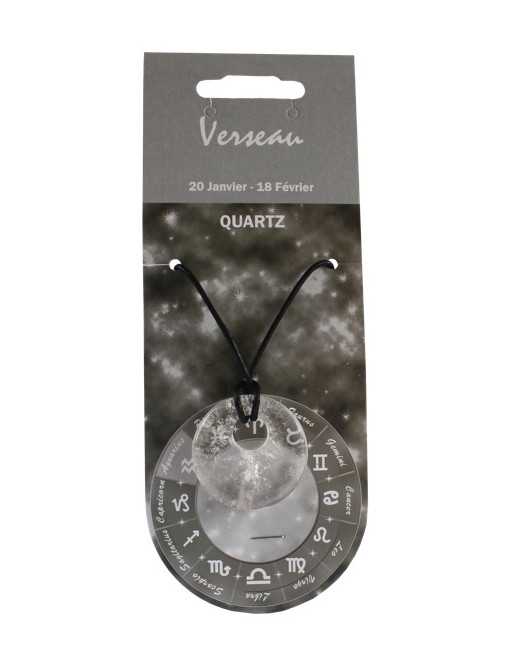 Pendentif pierre ronde percée - Verseau - Quartz Pendentif pierre ronde percée - Verseau - Quartz