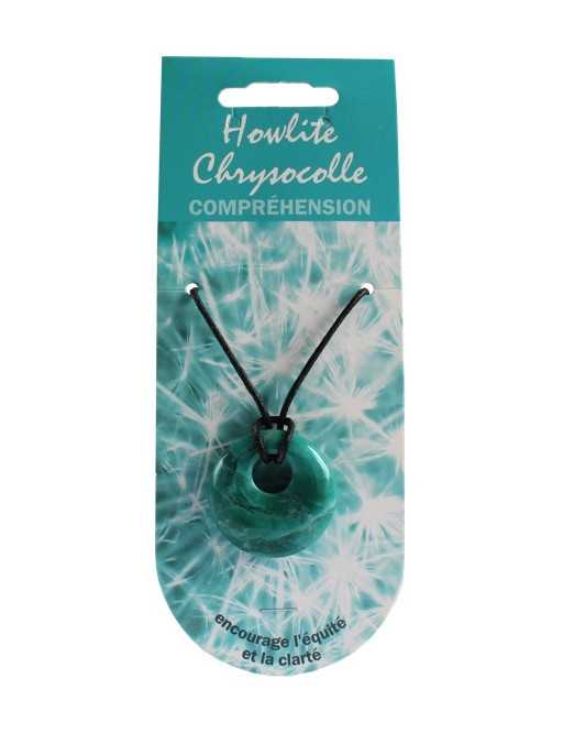 Pendentif pierre ronde percée - Howlite chrysocolle Pendentif pierre ronde percée - Howlite chrysocolle