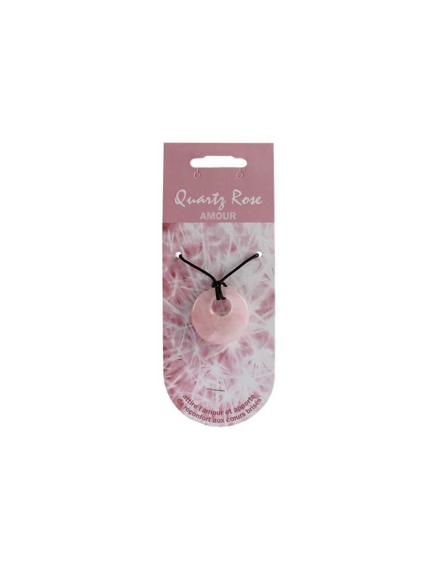 Pendentif pierre ronde percée - Quartz rose Pendentif pierre ronde percée - Quartz rose