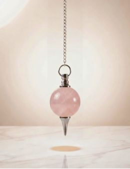 Pendule divinatoire quartz rose goutte - amour & tendresse
