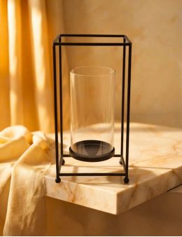 Photophore métal et verre 31,5 cm