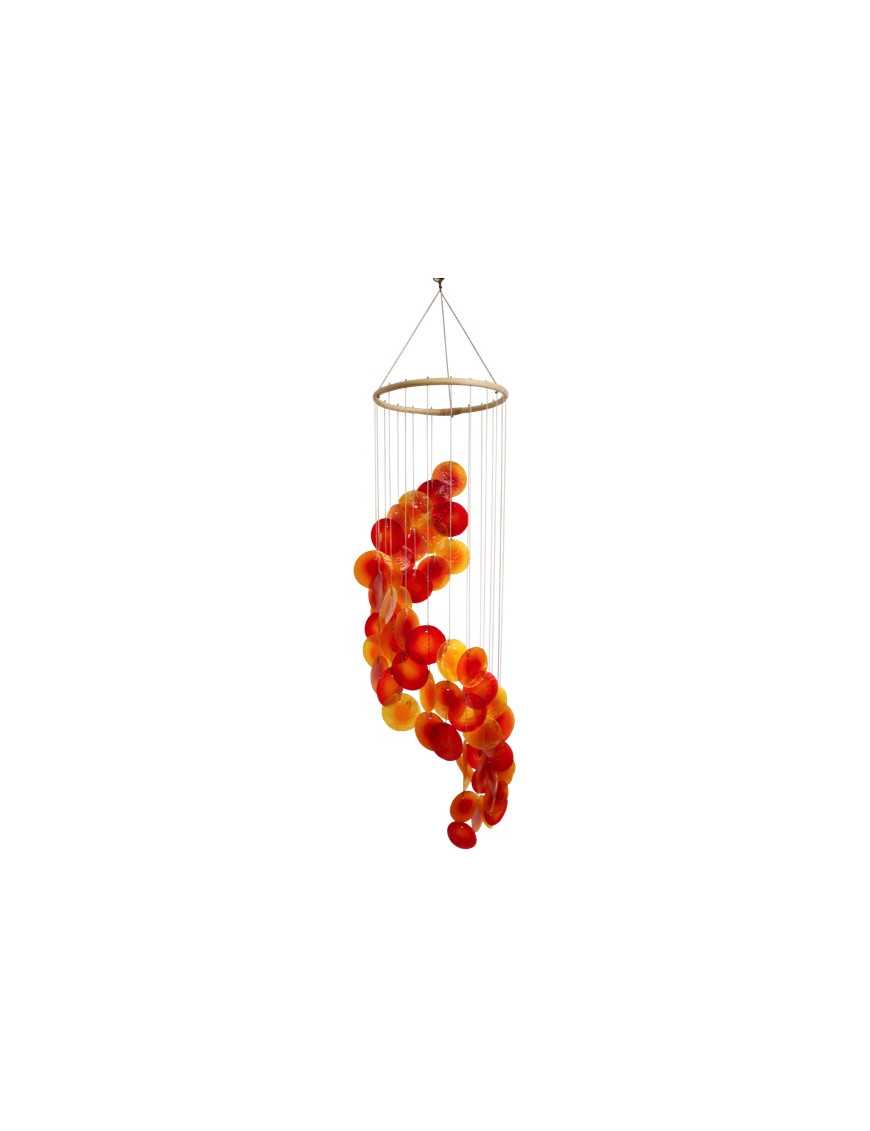 Mobile coquillages jaune orange rouge - spirale - 80 cm Mobile coquillages jaune orange rouge - spirale - 80 cm