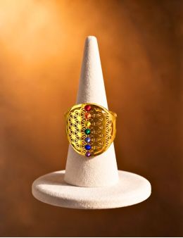 Bague plaquée Or - 7 chakras Bague plaquée Or - 7 chakras