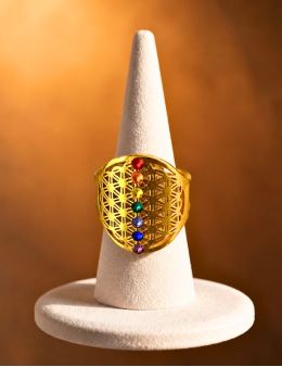 Bague plaquée Or - 7 chakras
