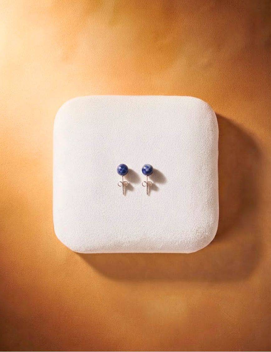 Boucles d'oreilles perle 6mm - Sodalite