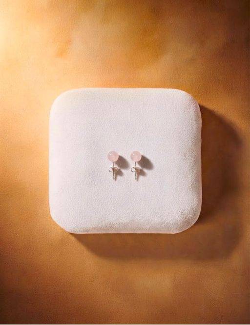 Boucles d'oreilles perle 6mm - Quartz rose