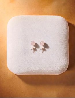 Boucles d'oreilles perle 6mm - Quartz rose