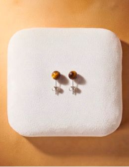 Boucles d'oreilles perle 6mm - Oeil de Tigre