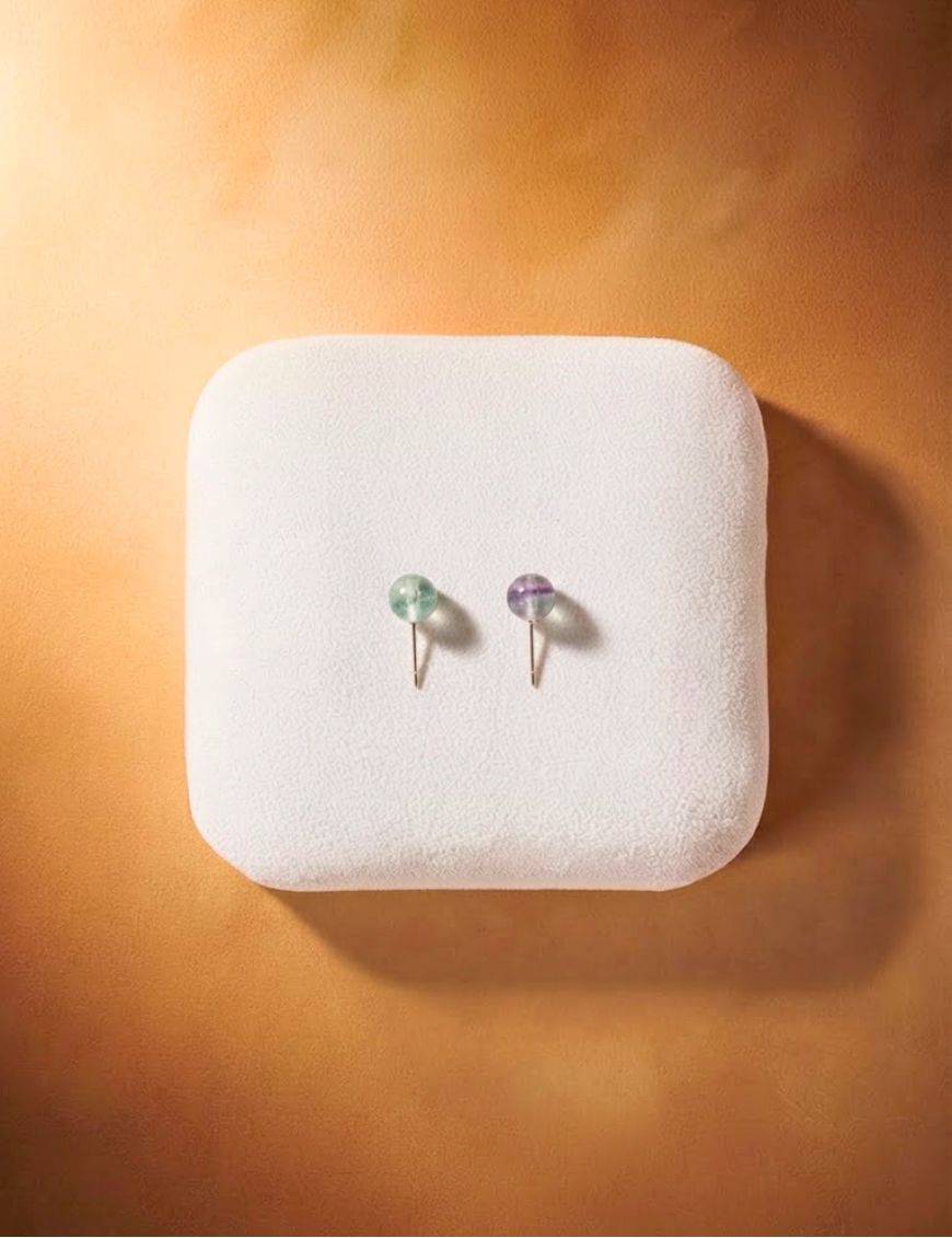 Boucles d'oreilles perle 6mm - Fluorite