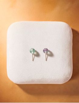 Boucles d'oreilles perle 6mm - Fluorite